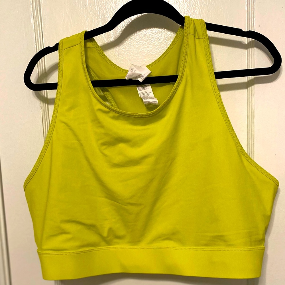 NWOT Fabletics Neon yellow high neck sports bra